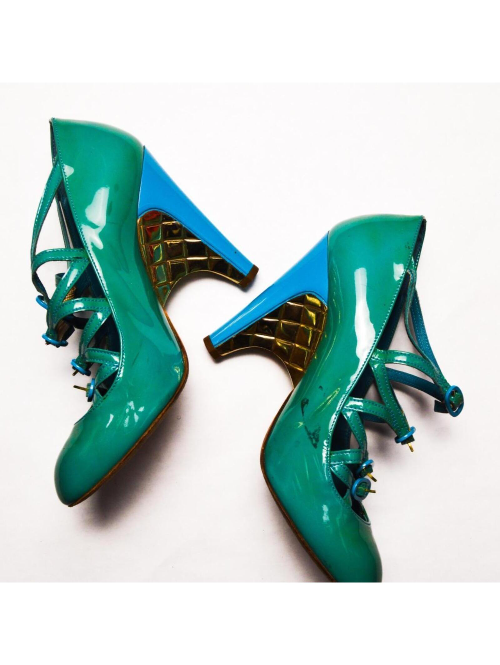 Chanel Multi Buckle Heels With Gold Heels And Highlights